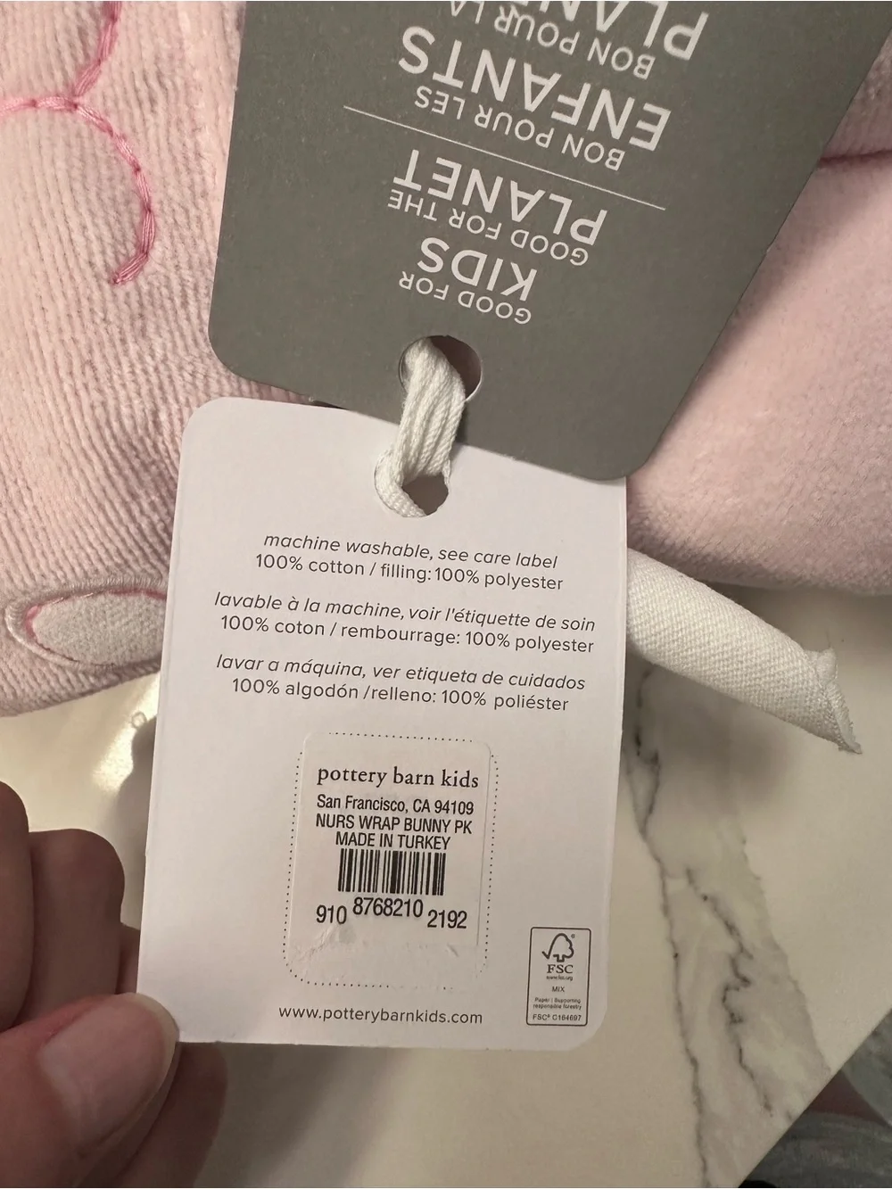 Pottery Barn Kids Pink Bunny Plush Wrap